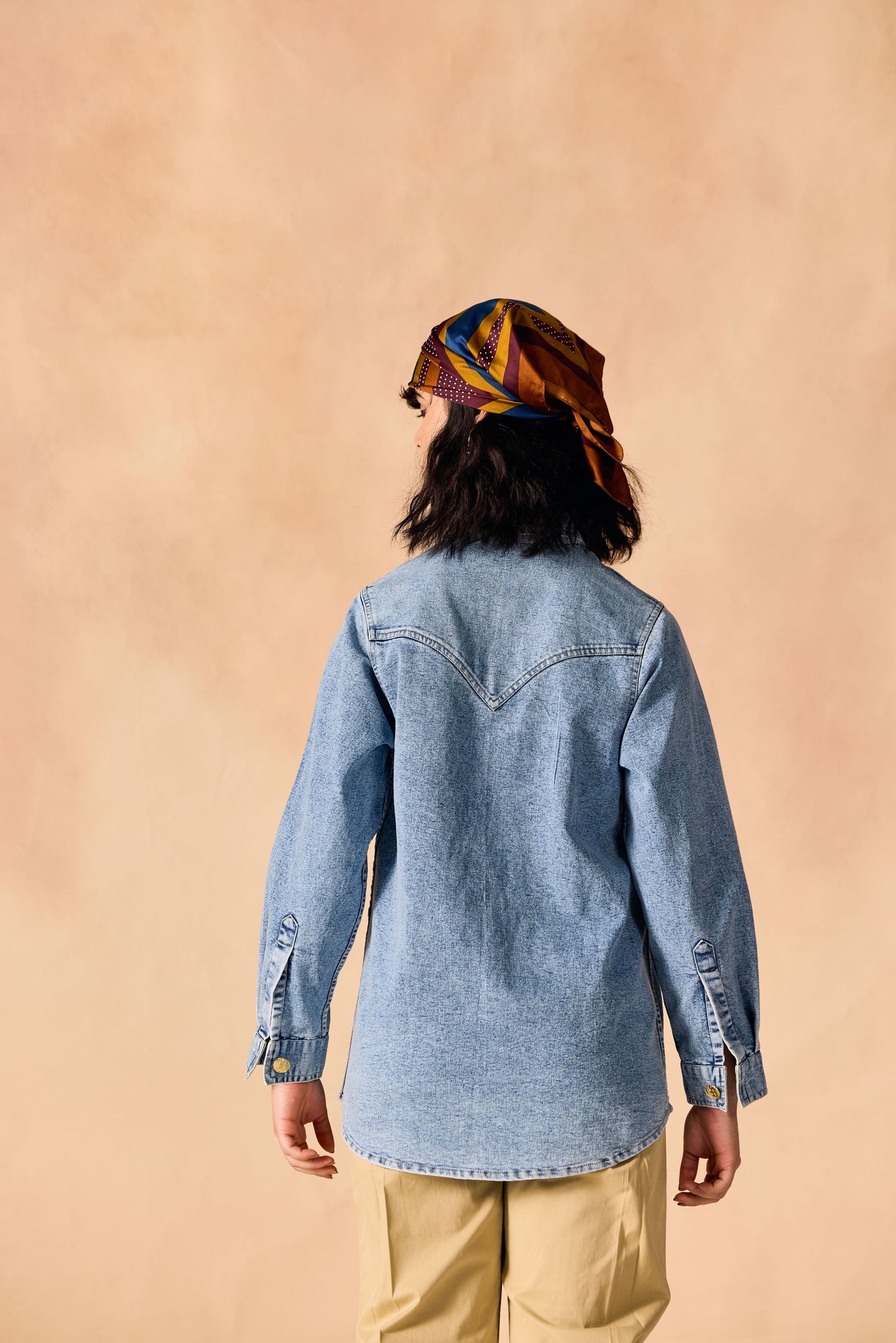 Oversized Stone Washed Denim Button-up Shirt