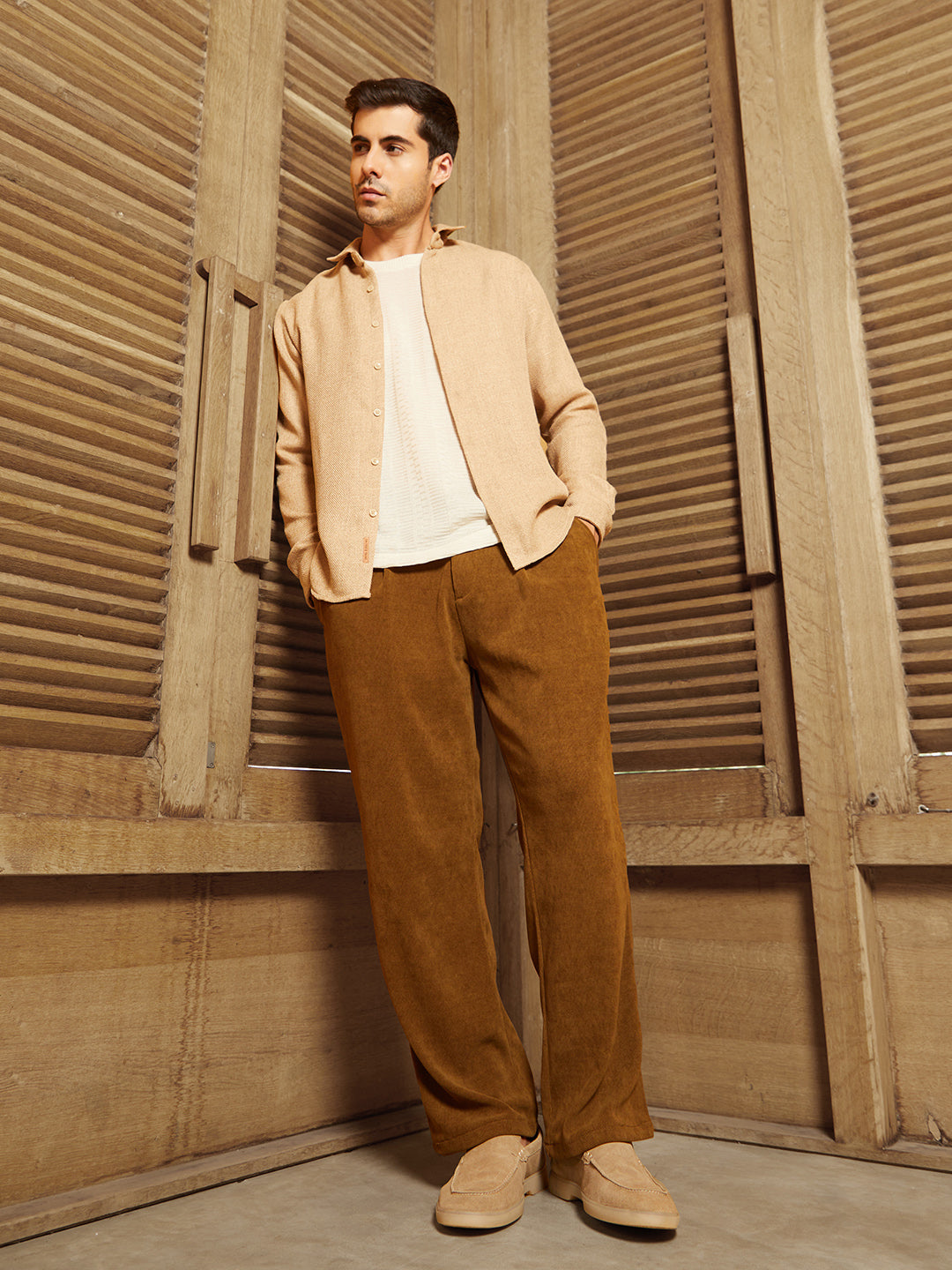 Corduroy Pleated Trousers