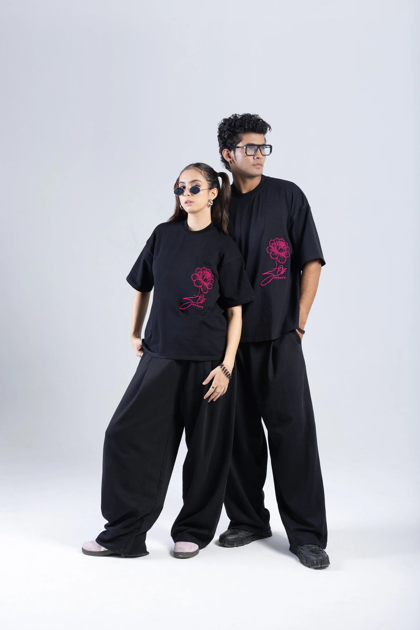 "Move Over Roses" Round Neck Printed Black T-Shirt