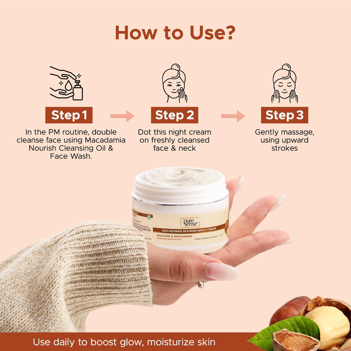 PURE SENSE MACADAMIA NOURISH night cream SQUALANE & NIACINAMIDE 50 ML