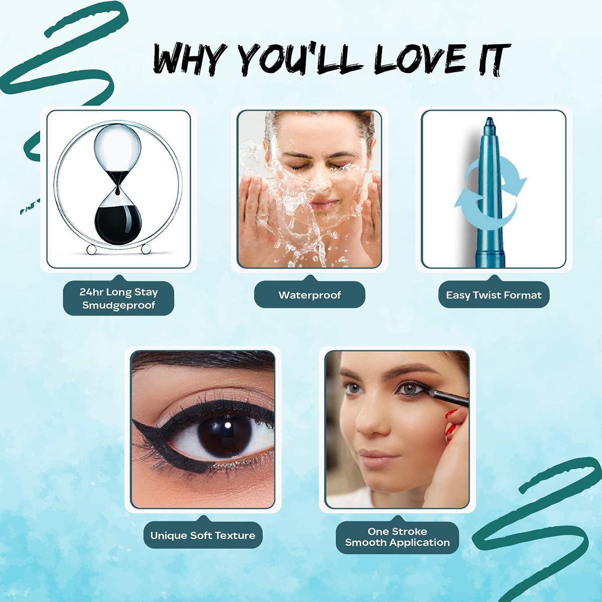Faces Canada Twist Eye Kajal Waterproof Color Pen With Soft Canauba Wax 0.35 gm