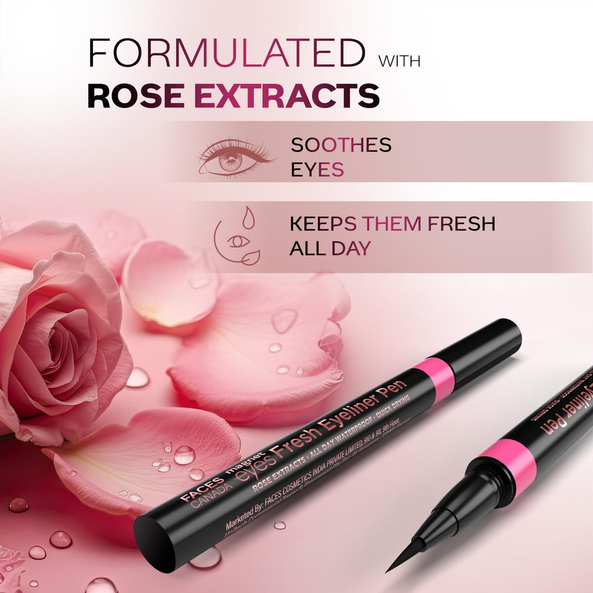 Faces Canada Magnet eyes Fresh Eyeliner Pen, 1Ml , All - Day Waterproof & Smudge proof 1 ml