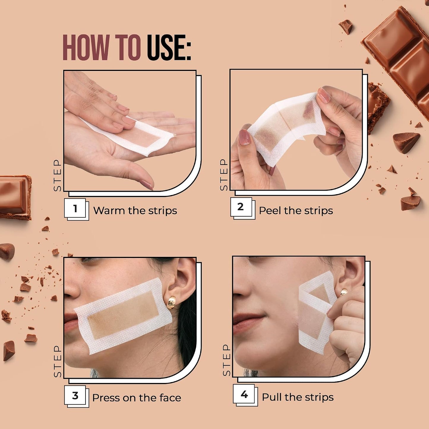 HILARY RHODA FACIAL WAX STRIPS-04 CHOCOLATE