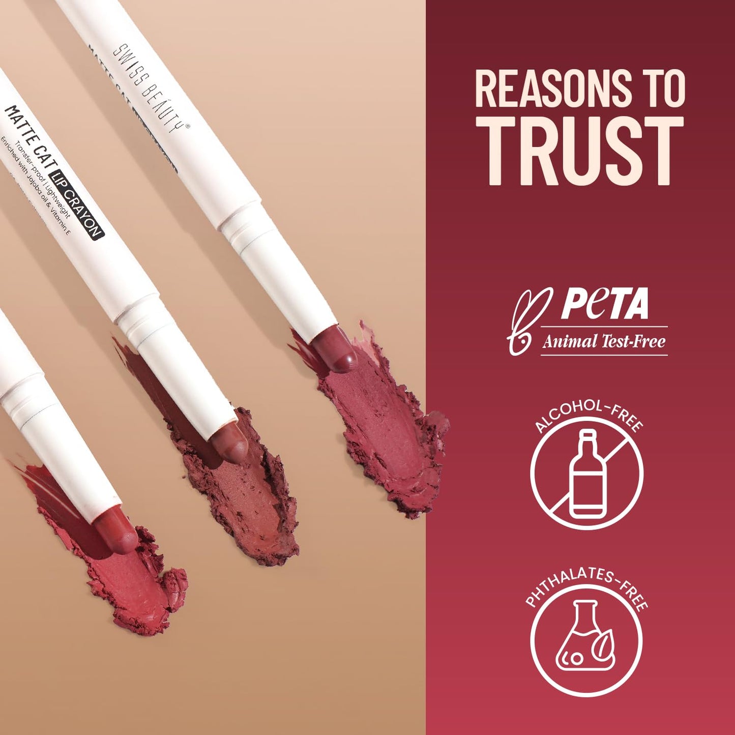Swiss Beauty Matte Cat Lip Crayon - 22 Regal Wine