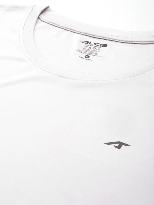 Alcis Men Light Grey Anti-Static Soft-Touch Slim-Fit Sports for All Round Neck Wonder T-Shirt