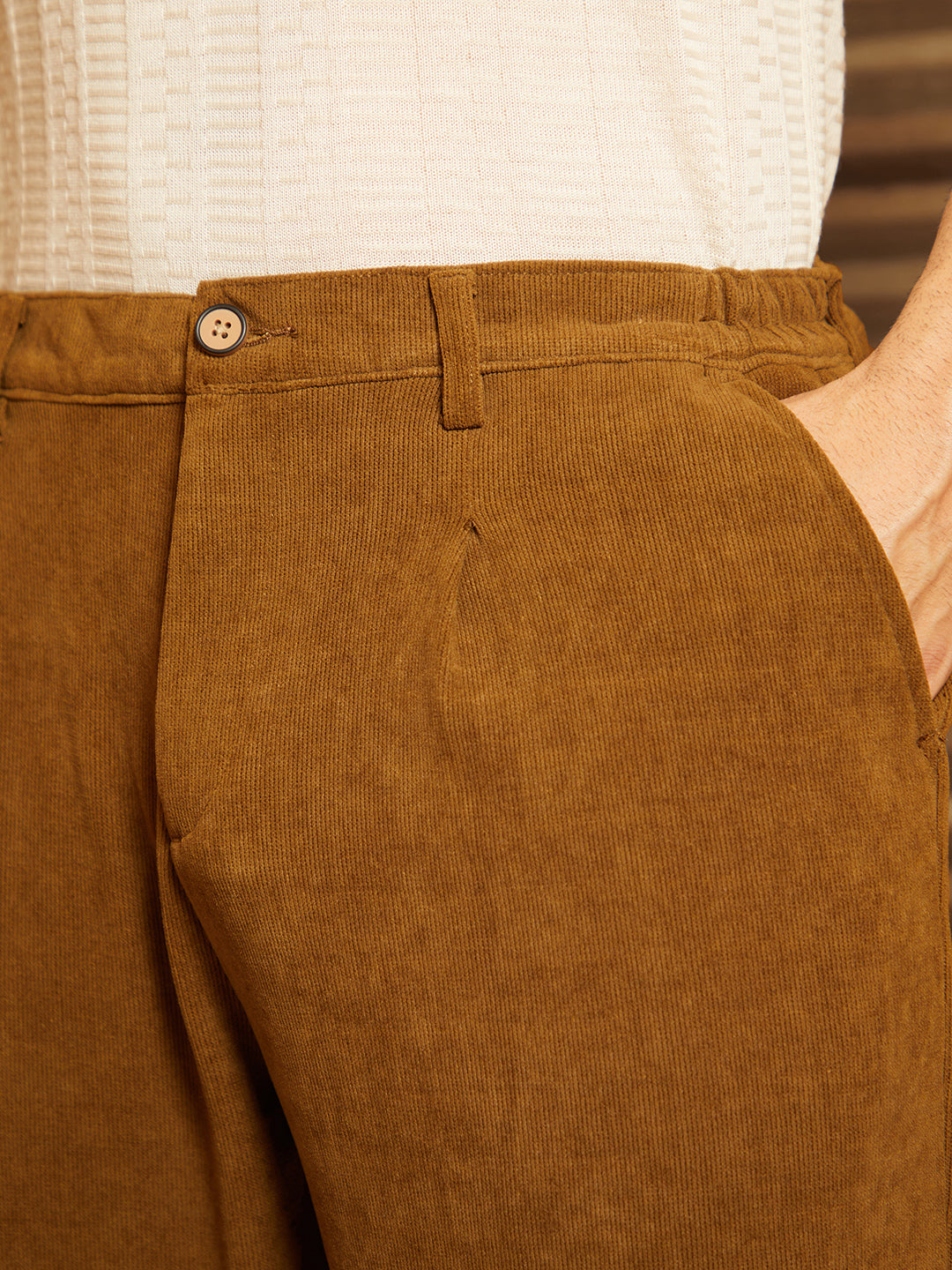 Corduroy Pleated Trousers