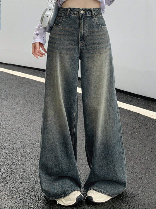 Aurora Blue Washed Super Wide Leg Jeans