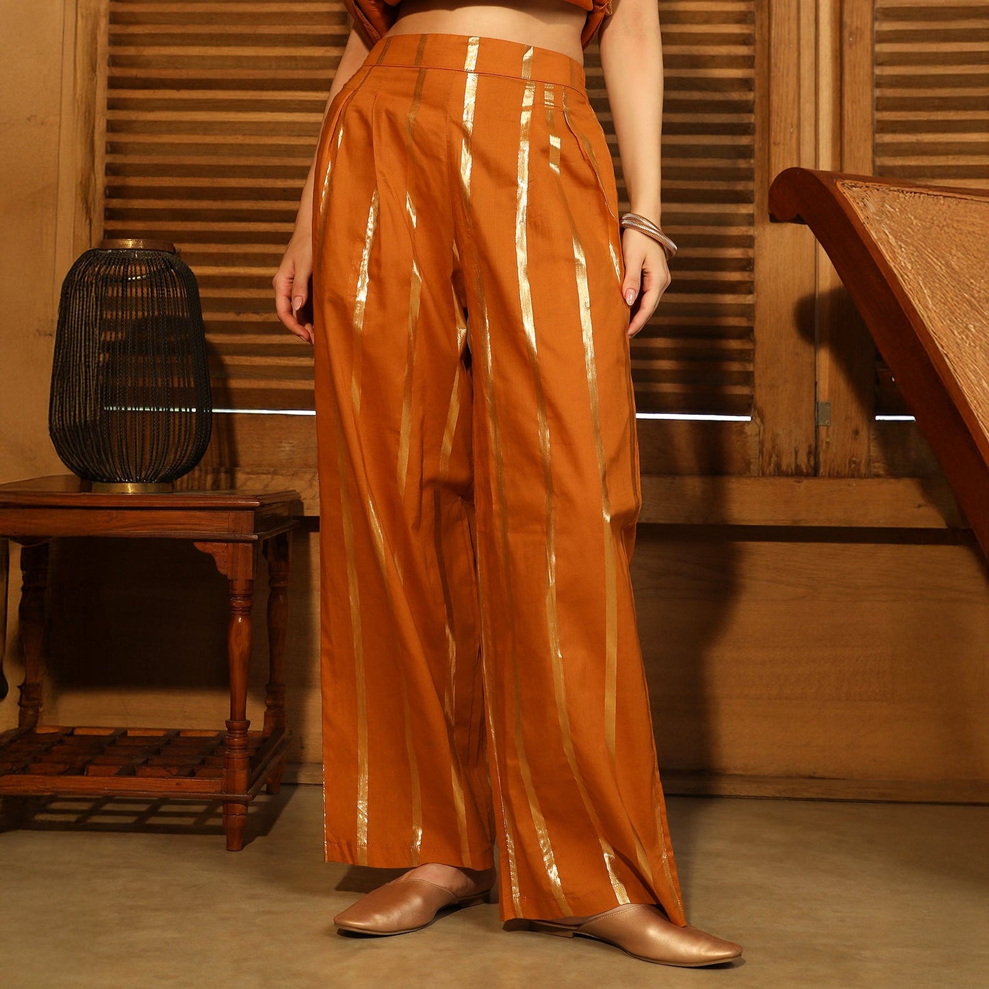 Metallic Striped Kurta Set