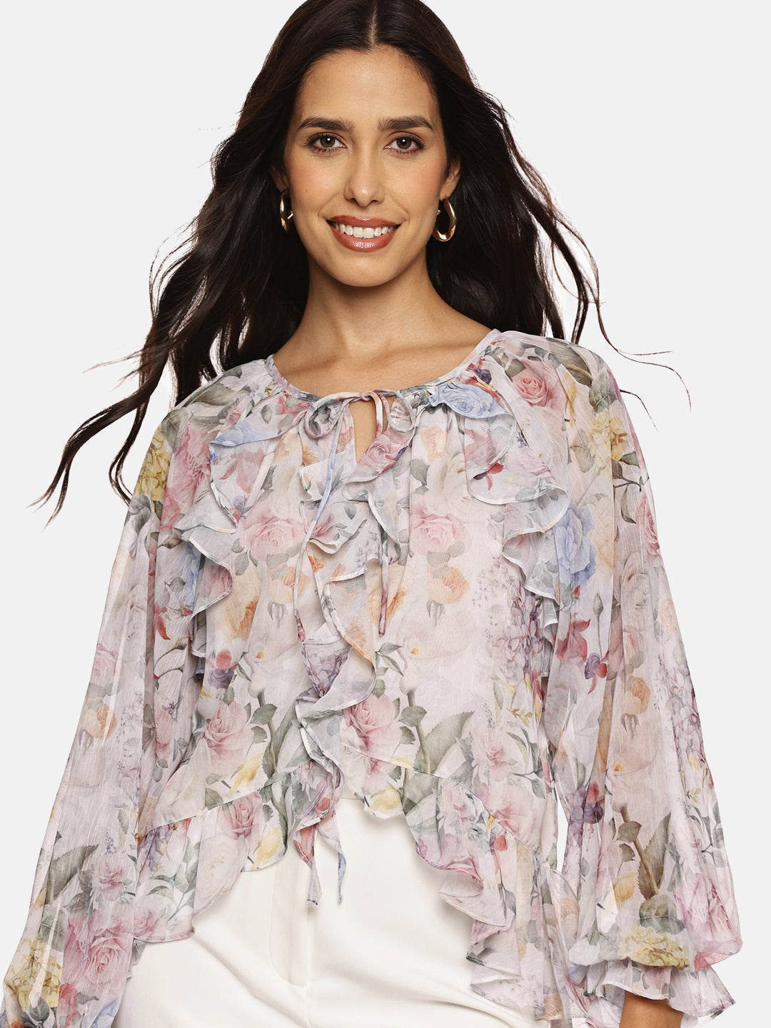 IS.U White Ruffled Boho Top