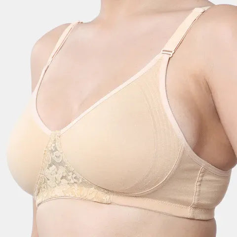 Nude t shirt lace bra Envie non wired non padded full coverage seamless lace bra invisible under white clothes daily wear