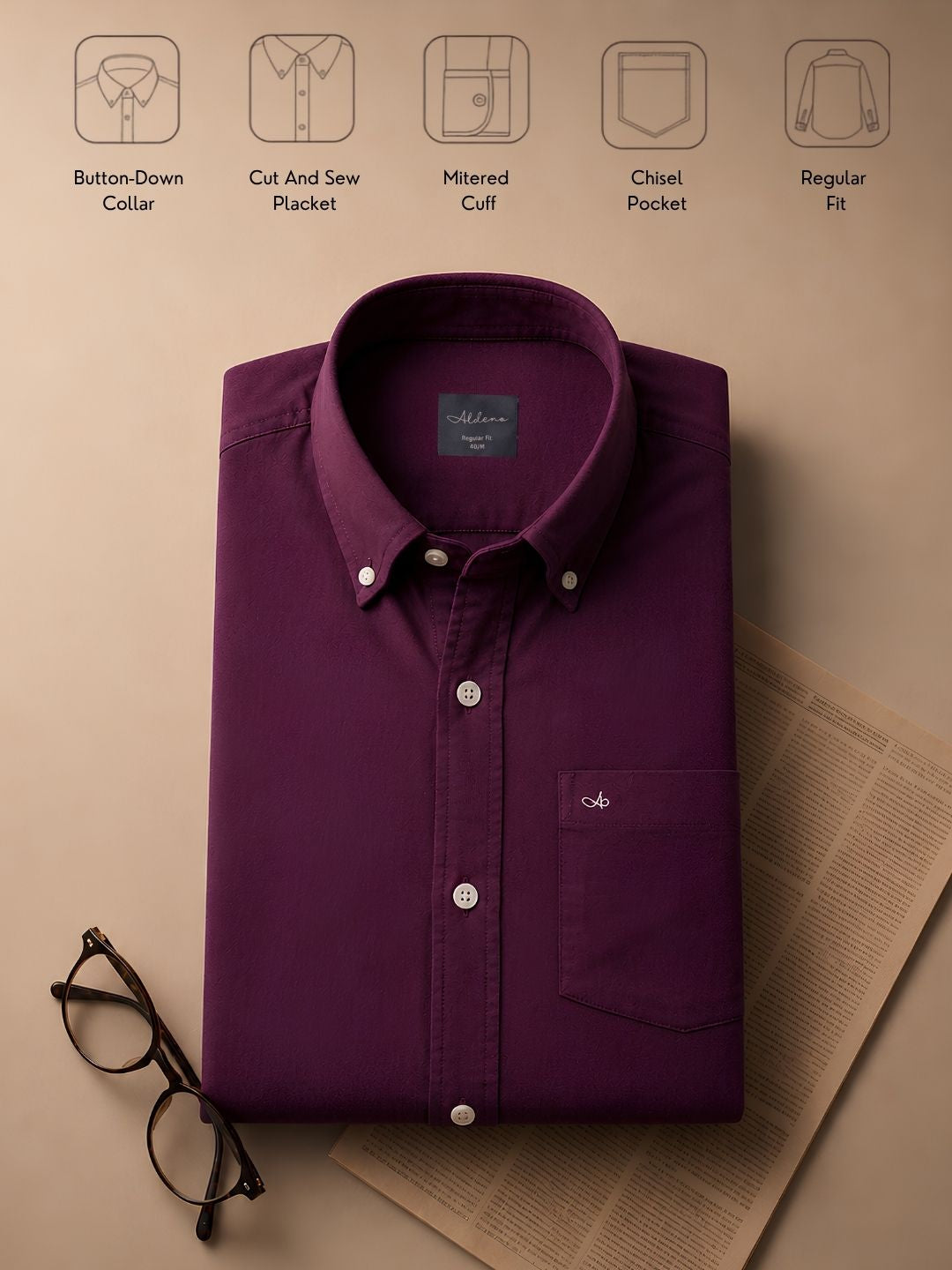 Aldeno Men Oxford Magenta Casual Shirt (GIPAL)