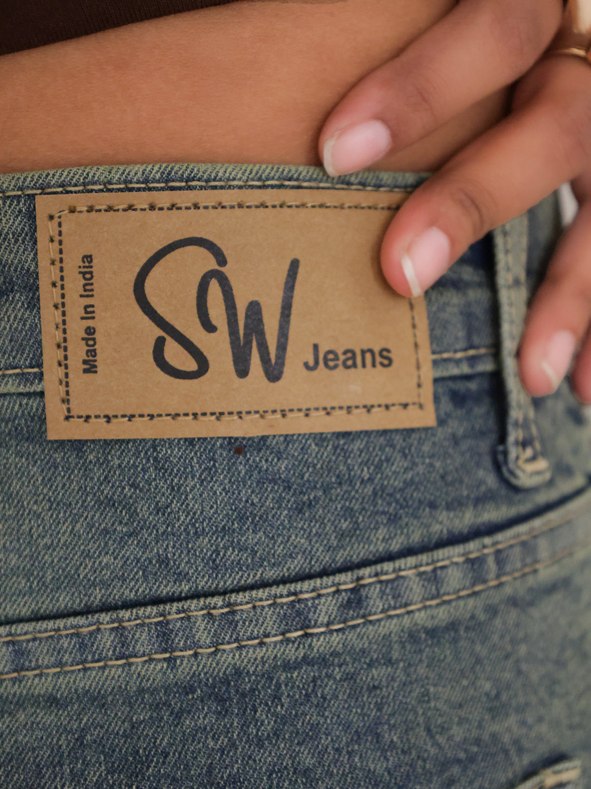 Luxe Aquamarine Green Tinted Stretchable Wide Leg Jeans
