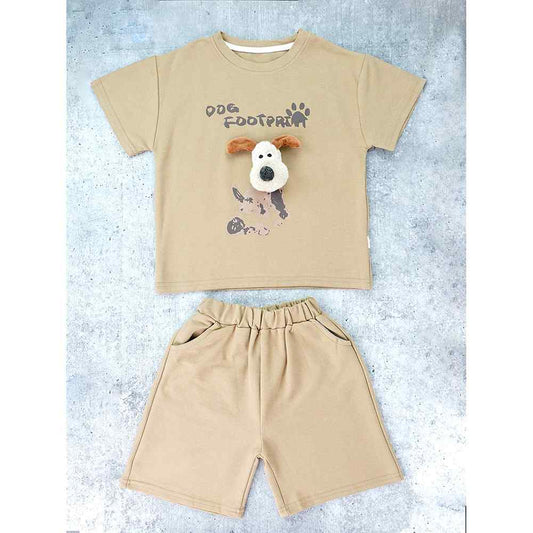Brown Doggy Paw 2pcs Shorts set for Toddlers and Kids