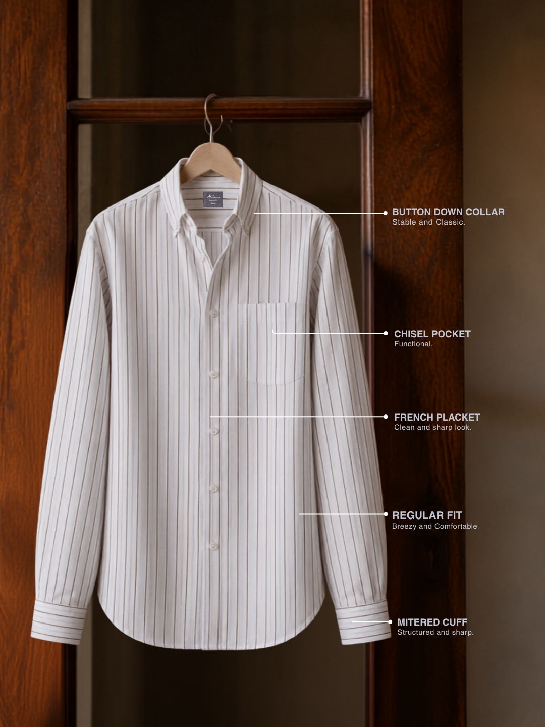 Regular Fit Cotton White Formal Shirt for Men (FIXON)