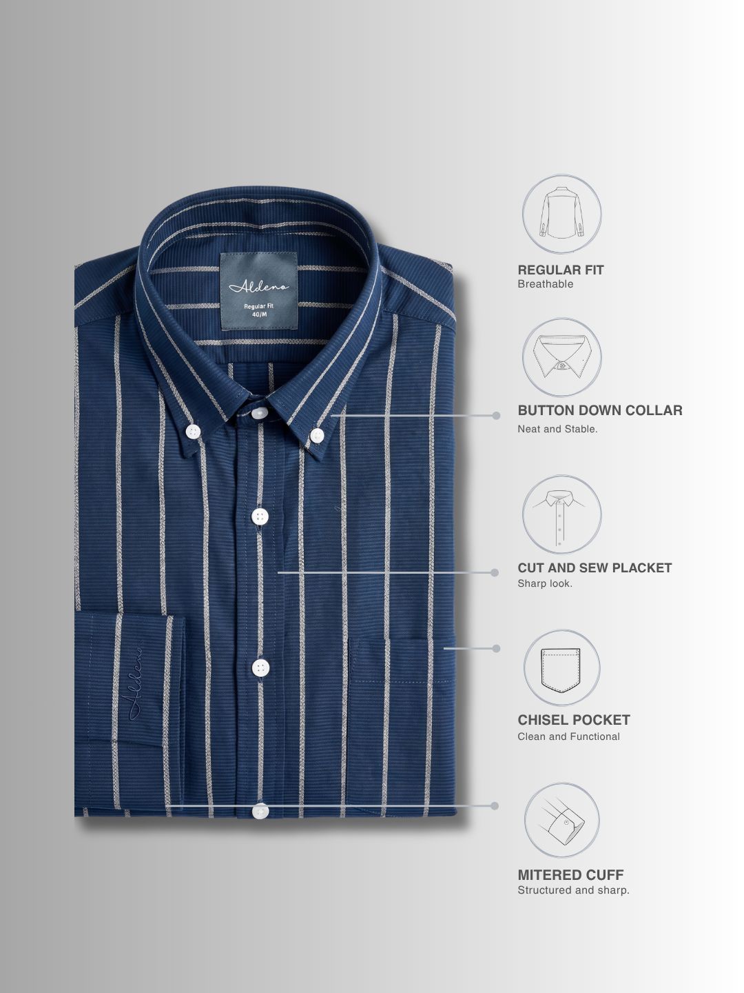 Regular Fit Cotton Blue Casual Shirt for Men (FOLIA)