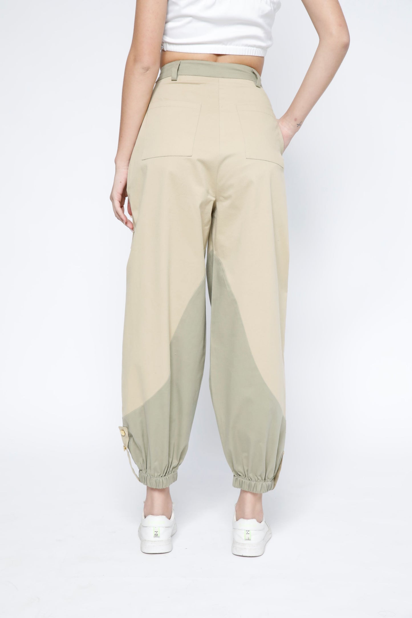 Elastic Hem Two-Tone Cargo Joggers