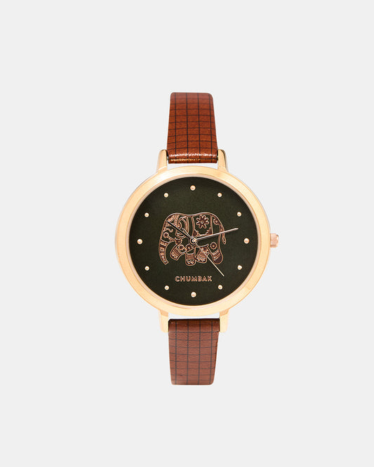 Elephant Printed Wrist Watch With Bracelet Set