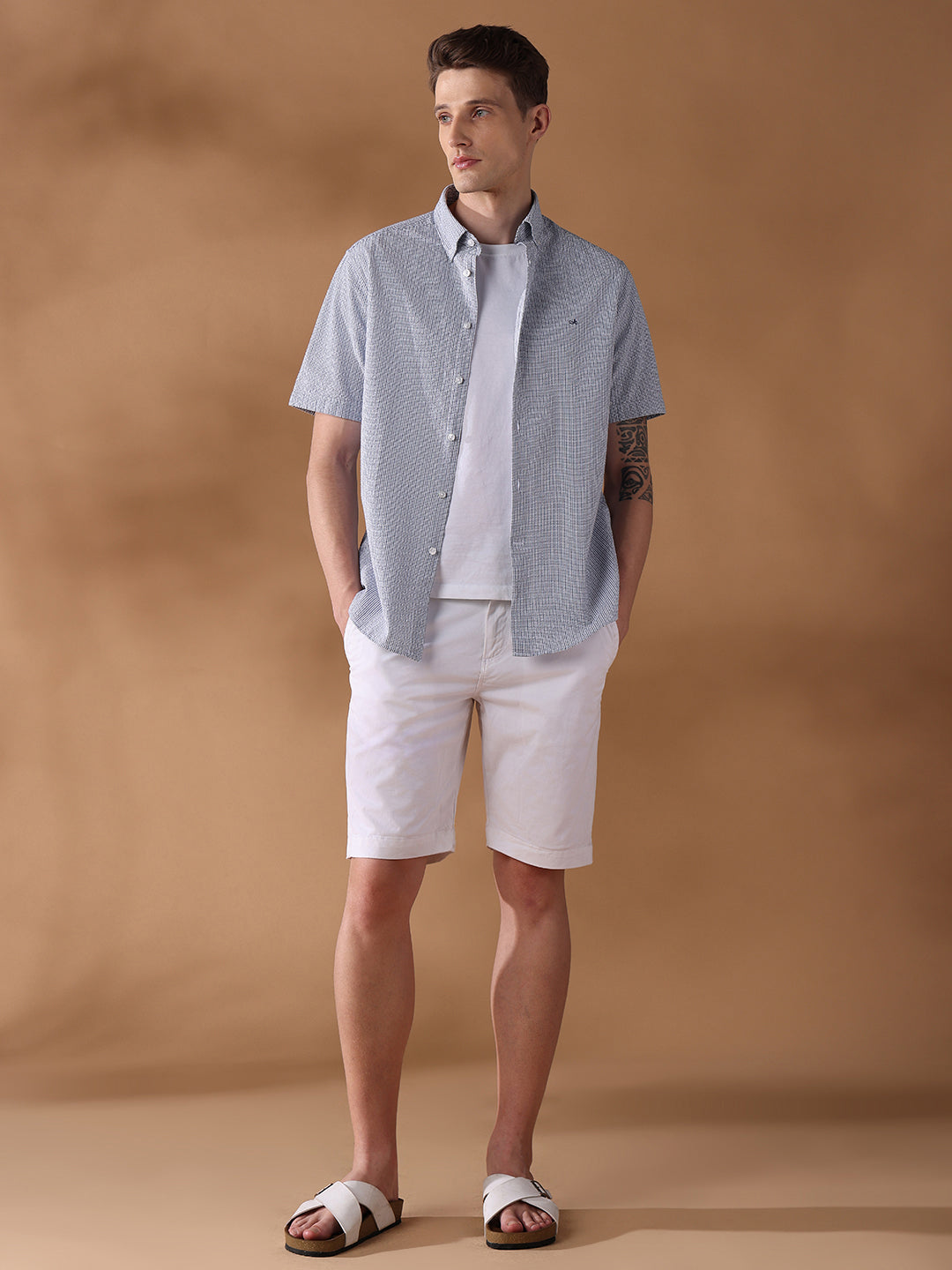 Blue Regular Fit Checked Casual Shirt for Men (LAISA)