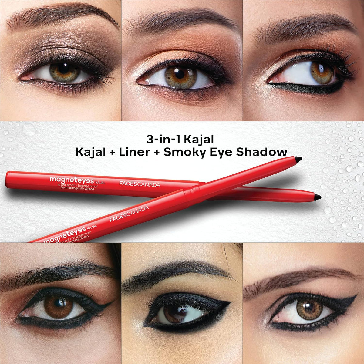 Faces Canada Magnet eyes Kajal | 24Hr Long Stay, Smudge & Water Resistant, Fade Proof Black 0.35 g
