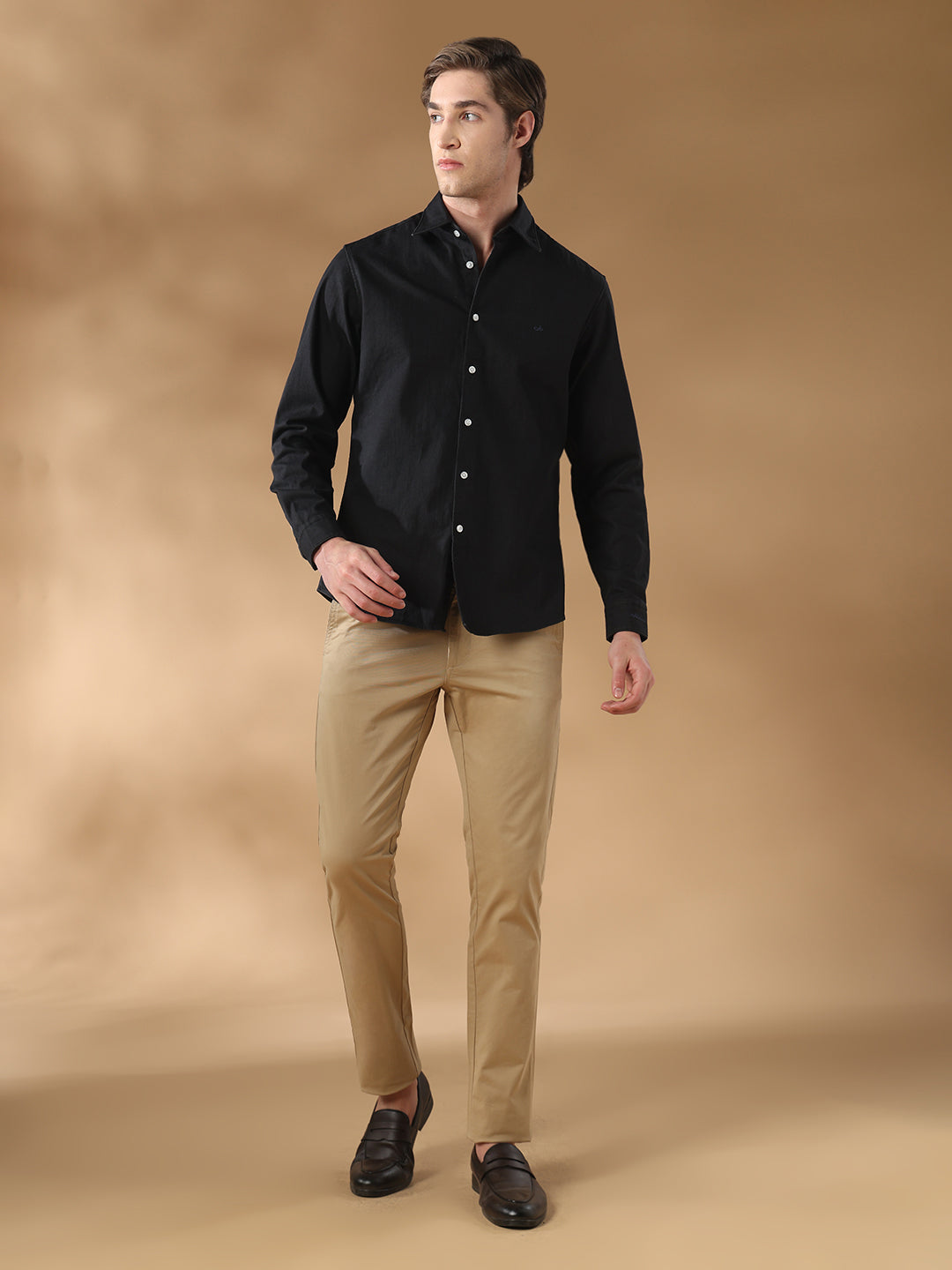 Black Regular Fit Casual Denim Shirt for men (LIRRA)