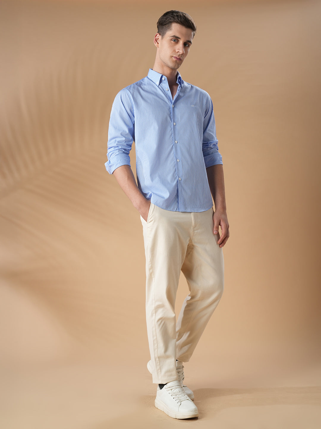 Blue Regular Fit Formal Cotton Shirt for men (CUDEL)