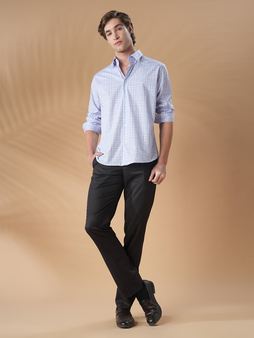 Blue Regular Fit Formal Cotton Shirt for men (COBOL)