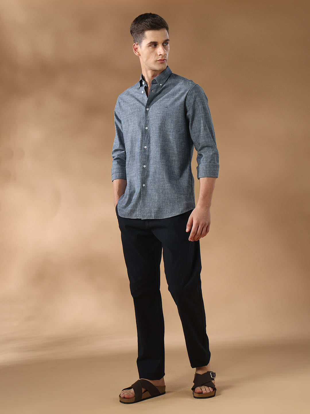 Grey Regular Fit Formal Cotton Shirt for men (CANTO)