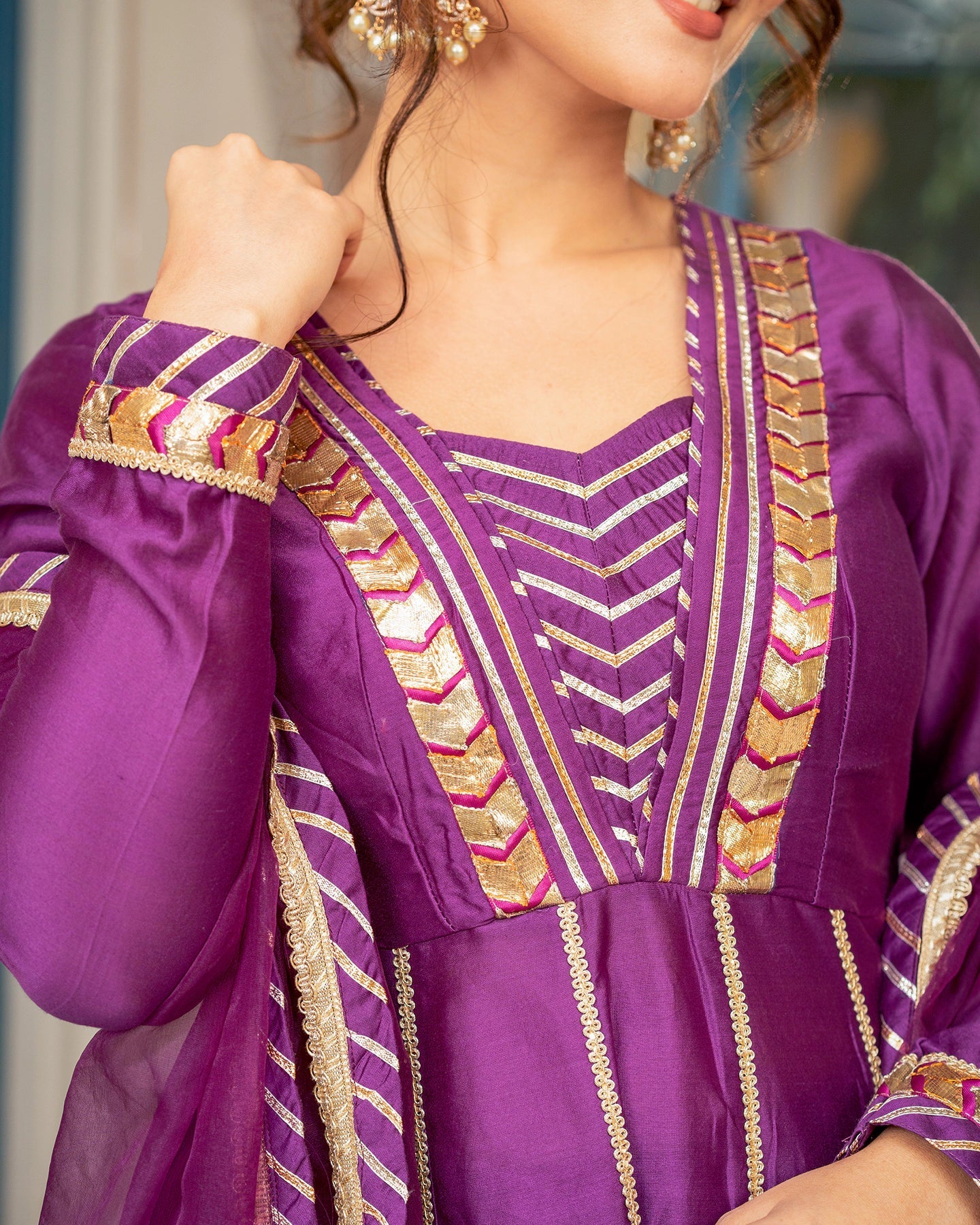 Purple Tamba Kalidaar Sharara Set