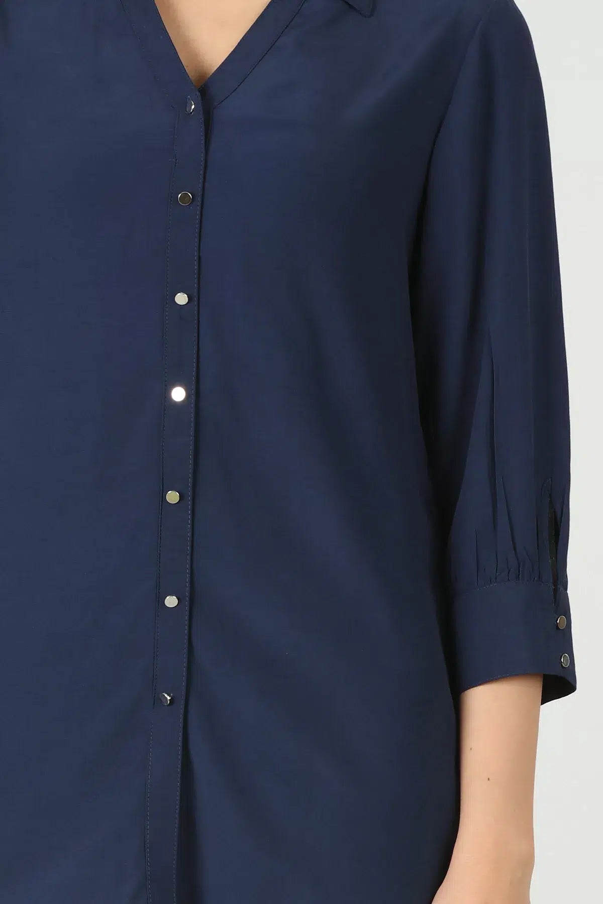 Solid Navy High-Low Shirt