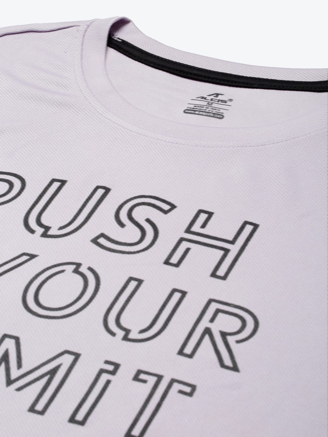ALCIS Men Grey Typography Printed Slim Fit Running T-shirt