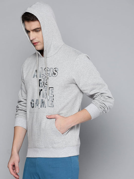 Alcis Men Grey Printed Hooded Sweatshirt