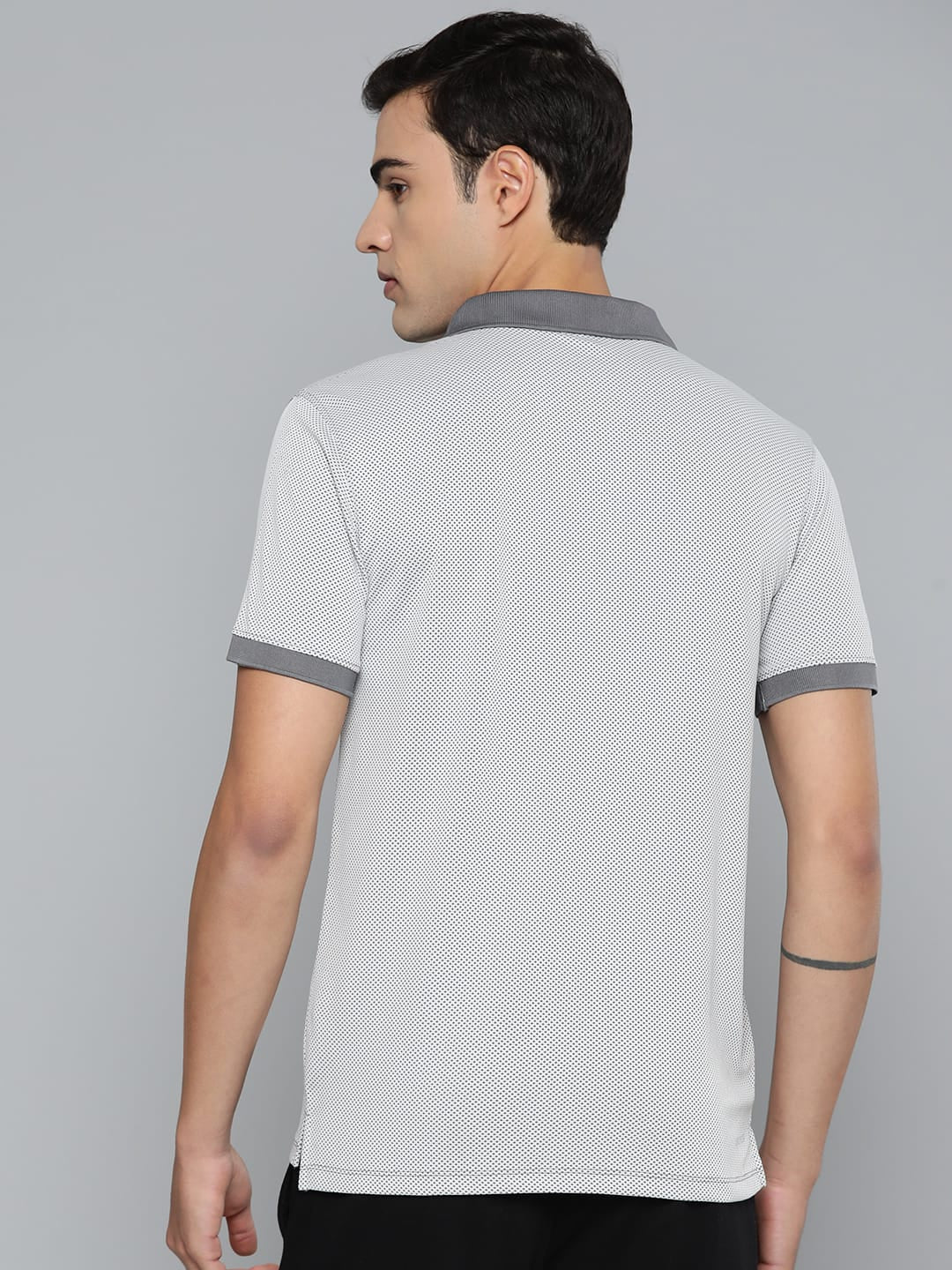 Alcis Men Grey Colourblocked Polo Collar Dry Tech Slim Fit Sports T-shirt