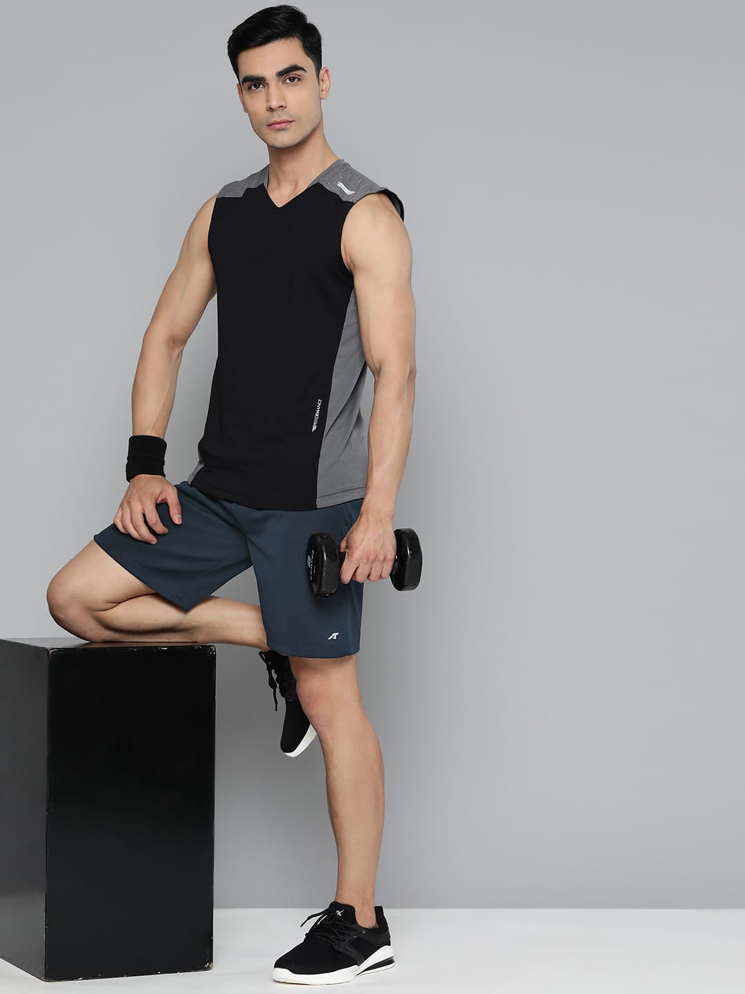 Alcis Men Navy Blue Slim Fit Training or Gym Sports Shorts