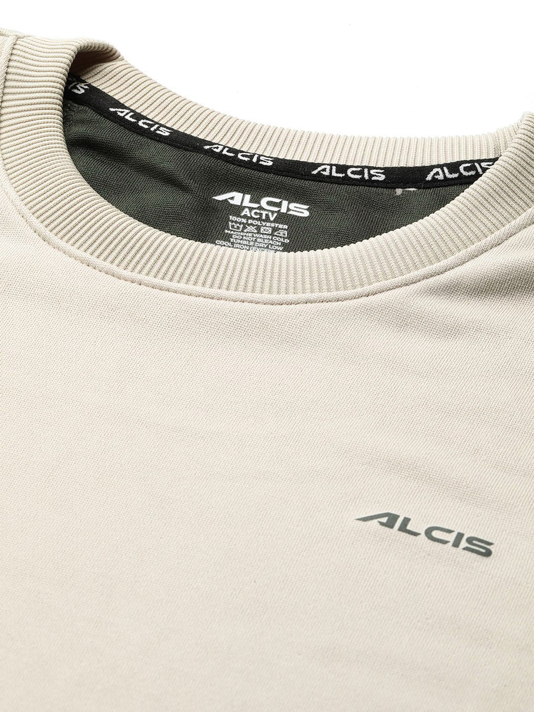 Alcis Men Off White Solid Sweatshirt