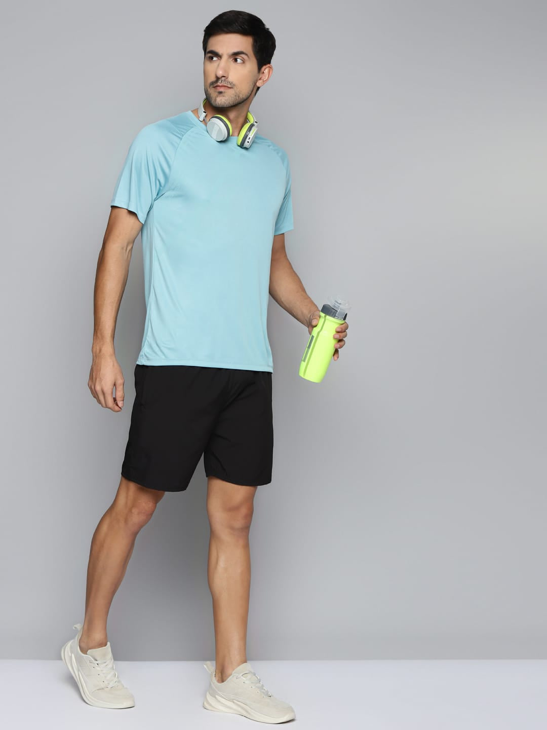 ALCIS Men Turquoise Blue Slim Fit Running T-shirt