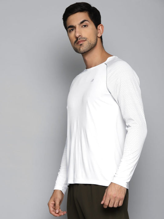 ALCIS Men White Slim Fit Running T-shirt