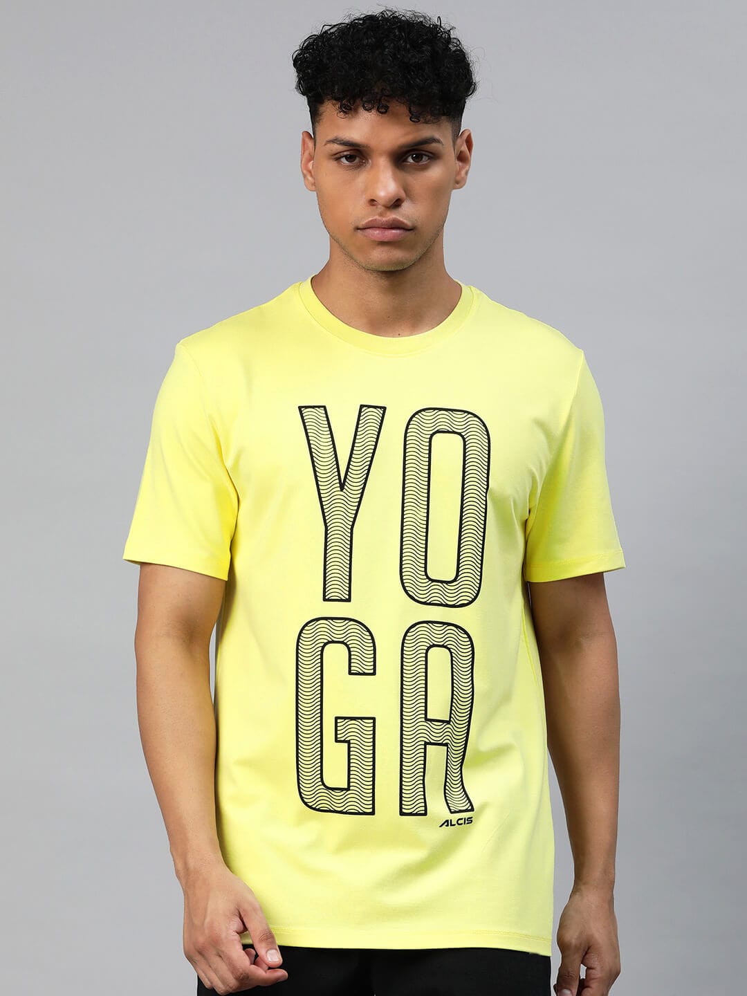 Alcis Men Yellow Typography Printed T-shirt