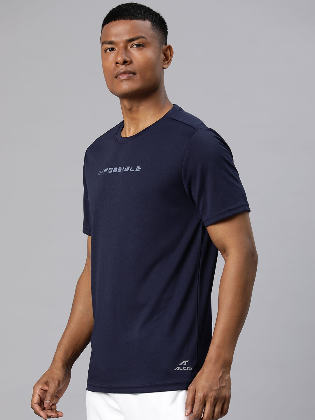 Alcis Men Typography Printed Dry Tech Slim Fit Sports T-shirt
