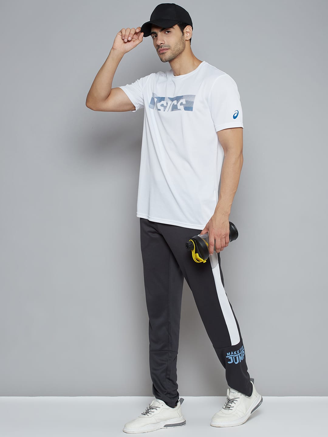Alcis Men Charcoal Grey Typography Print Slim Fit Running Track Pants