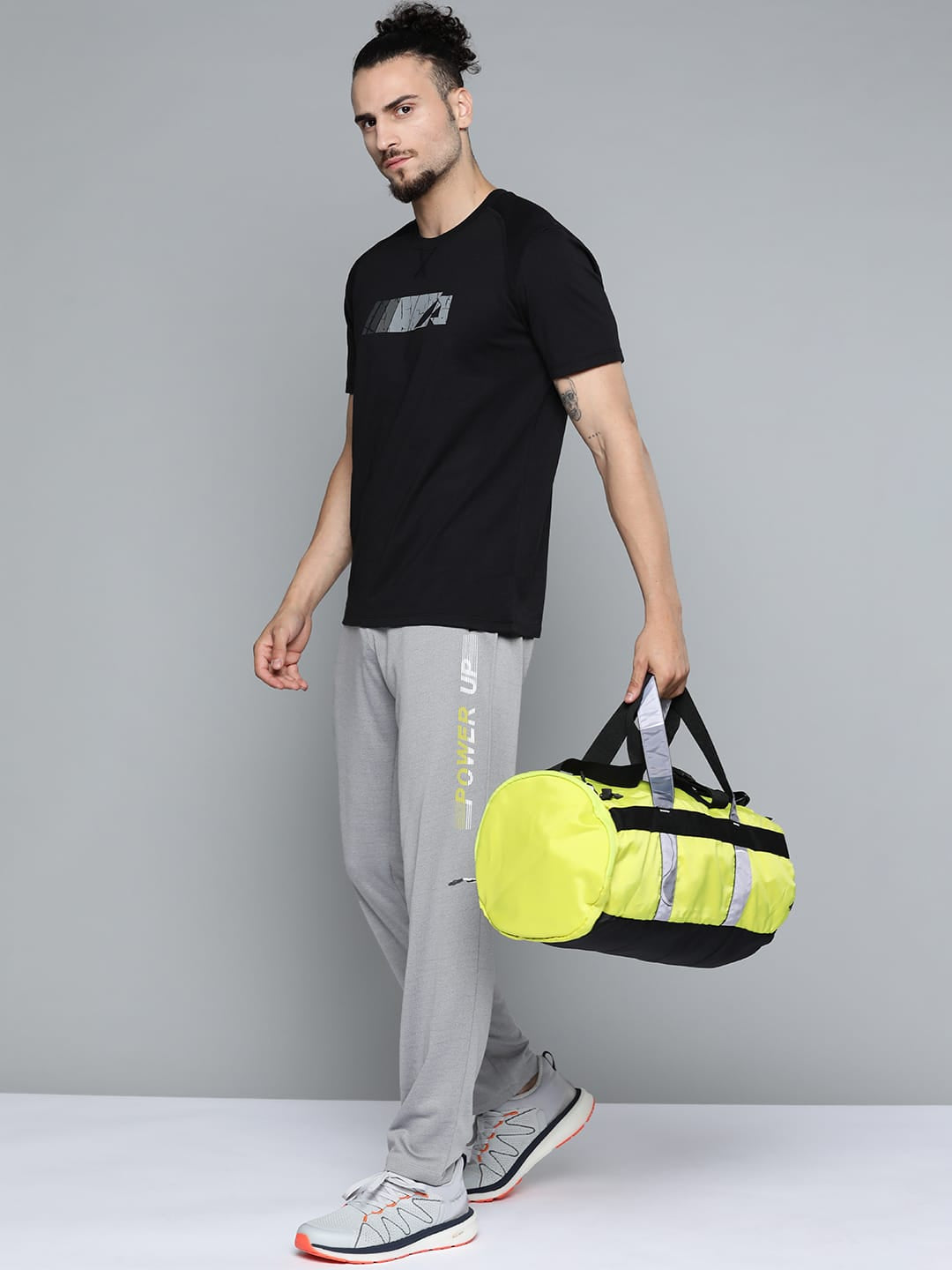 Alcis Men Grey Melange Printed Track Pants