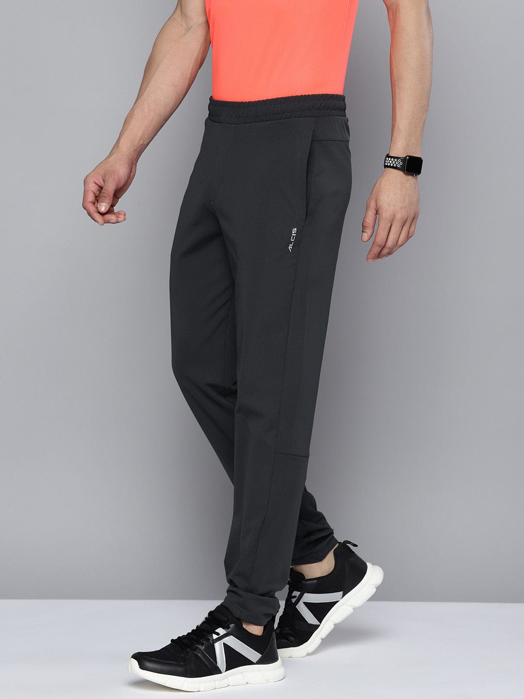 Alcis Men Charcoal Solid Track Pants