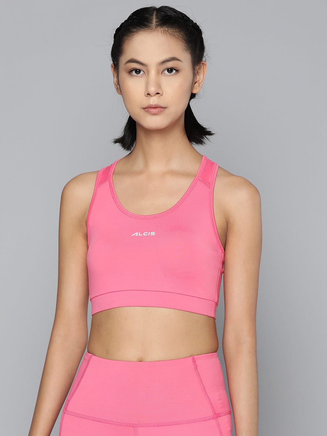 Alcis Pink Solid Drytech+ Sports Bra