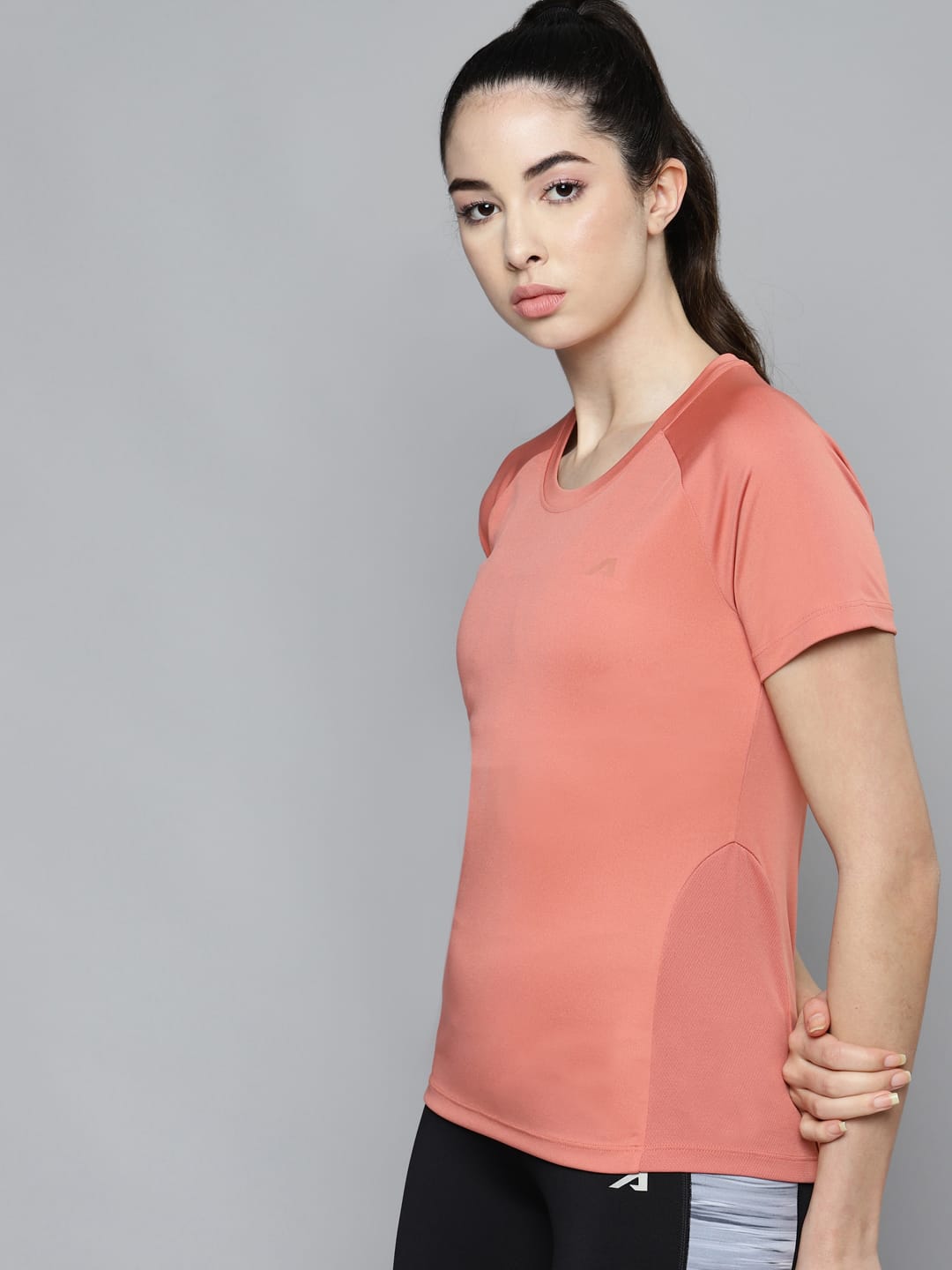 Alcis Women Rose Slim Fit Training or Gym T-shirt