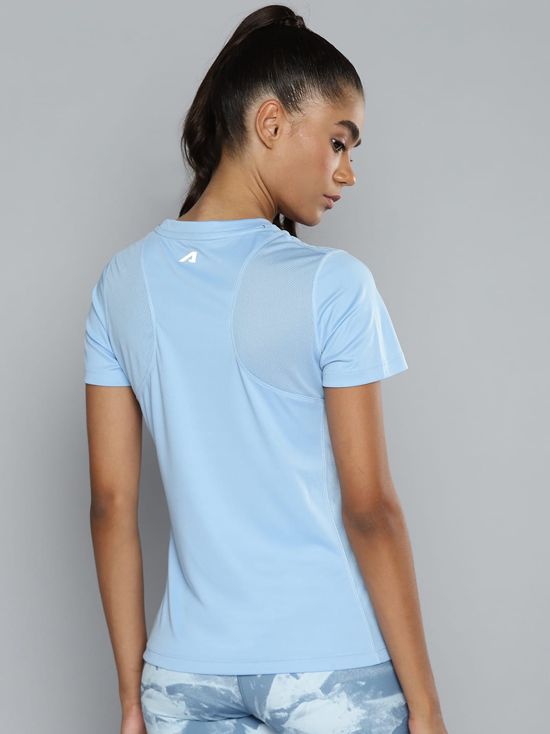 ALCIS Women Blue Solid Slim Fit Running T-shirt