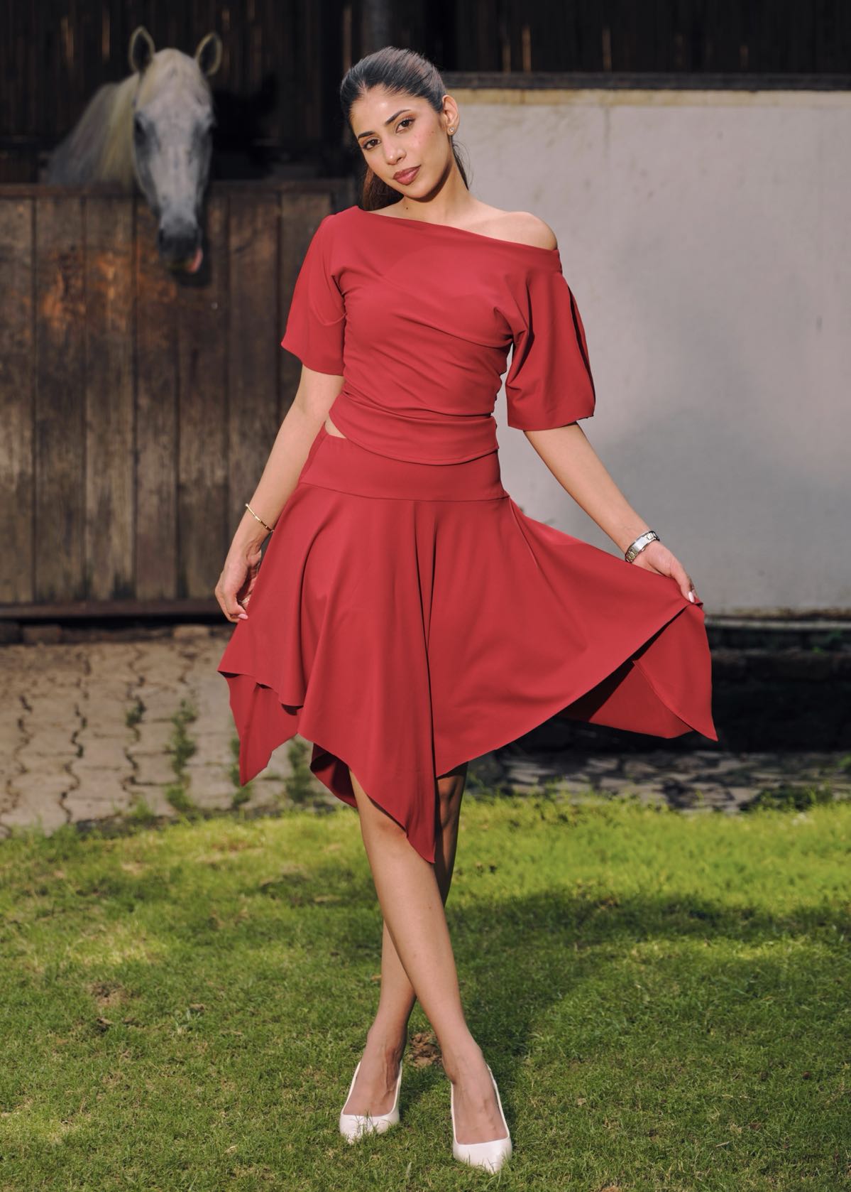 Amora Asymmetric Midi Skirt
