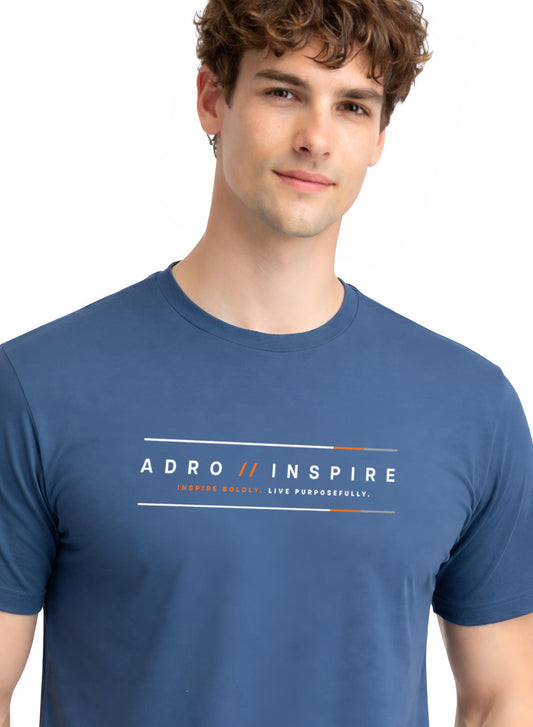 ADRO Mens Inspire Signature Printed T-Shirt for Men | Cotton Printed Tshirt | Regular Fit Casual T-Shirts | Summer Tshirts