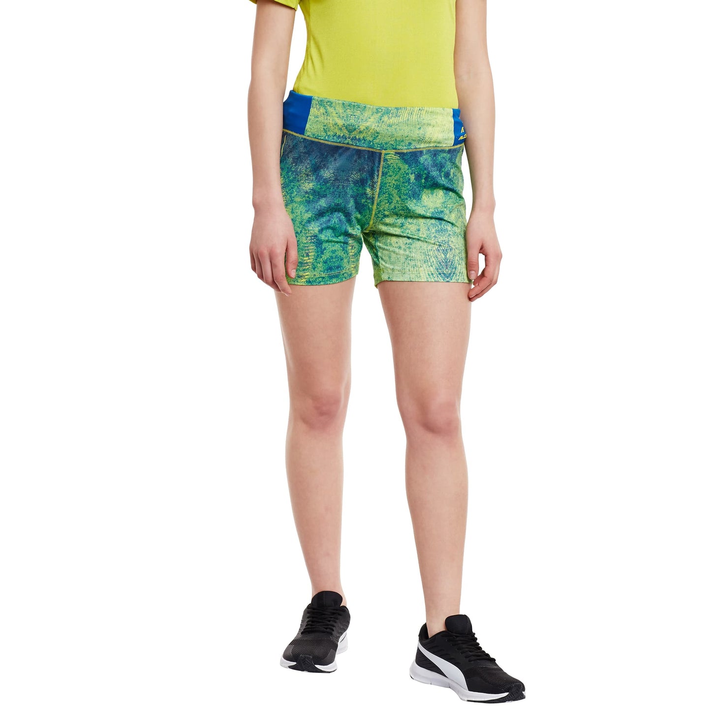 Alcis Women Blue Printed Slim Fit Sports Shorts