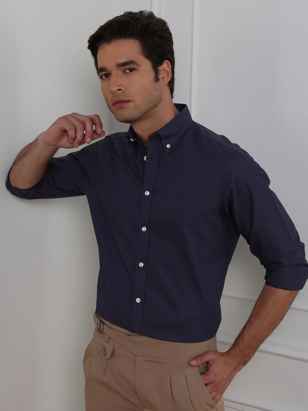 Lavender Regular Fit Solid Casual Cotton Shirt