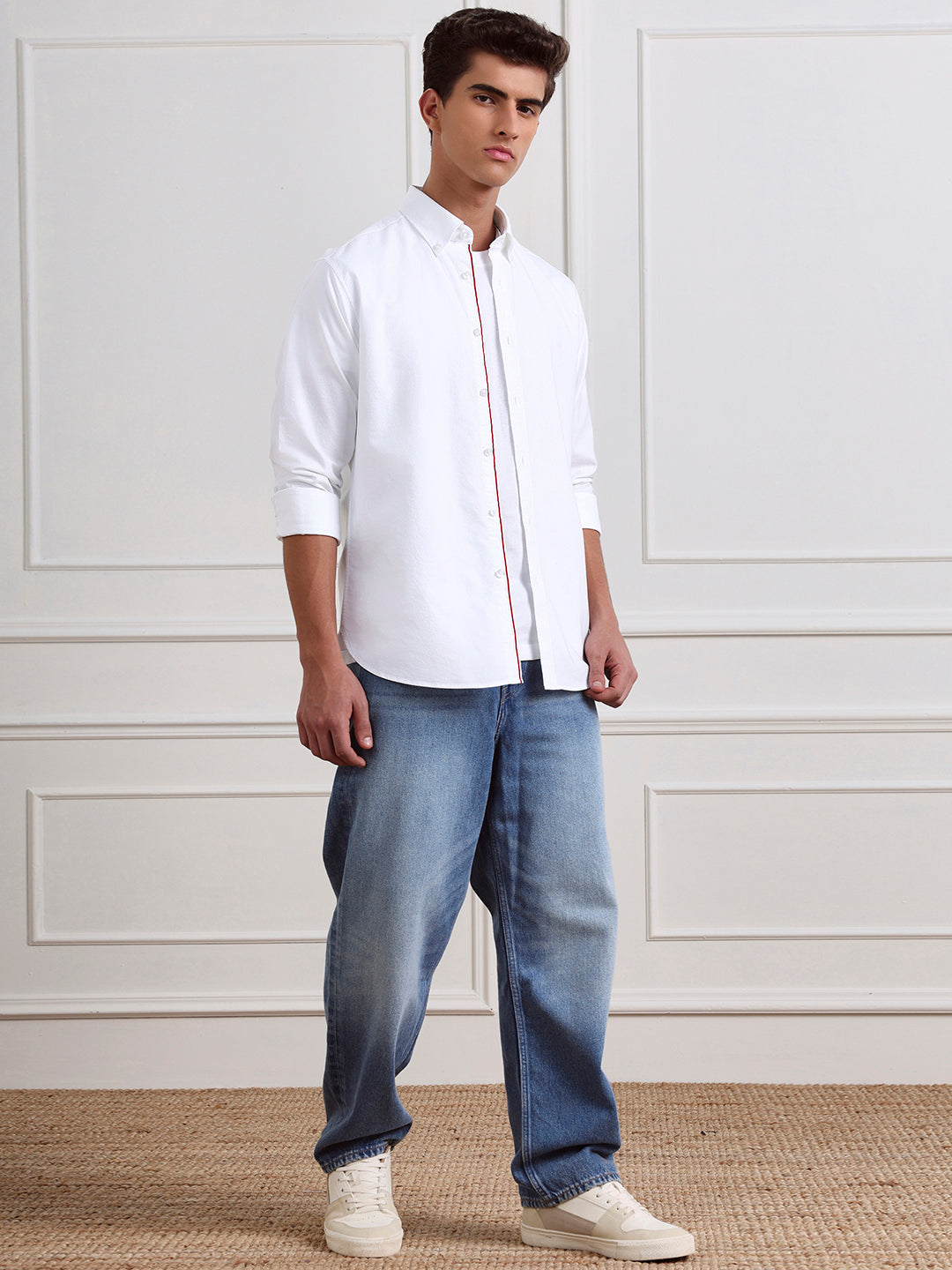 White Regular Fit Solid Formal Cotton Shirt for Men (LURIN)