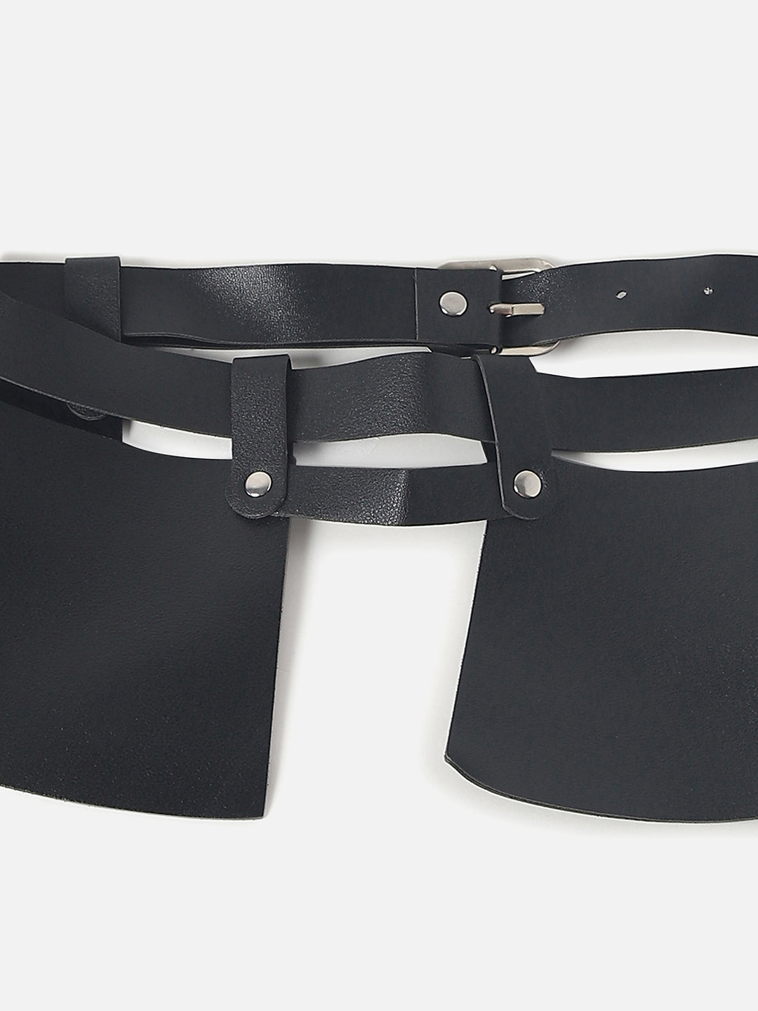 BLACK SOLID PEPLUM BELT